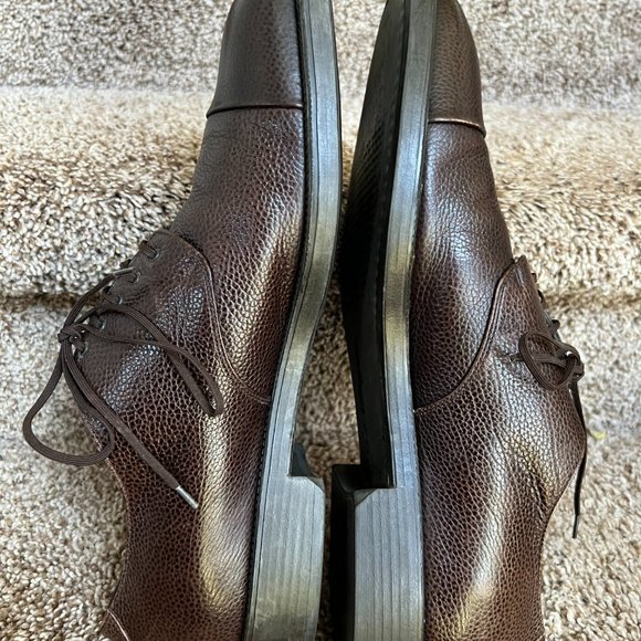 Salvatore Ferragamo Men\'s Brown Brown Pebbled Leather Oxford Shoes - main image 5